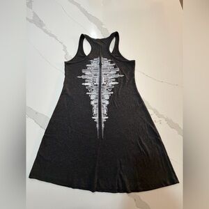 Black Racerback Tank Dress with White Chicago Skyline Urban Graphic size medium